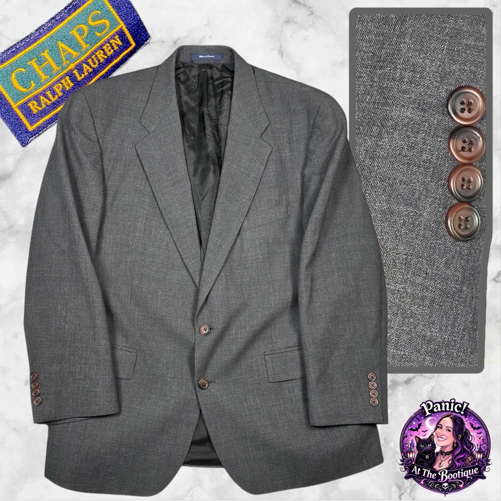 Ralph Lauren Chaps Suit Jacket Men 48R Wool Charcoal Gray 2-Button Blazer Canada